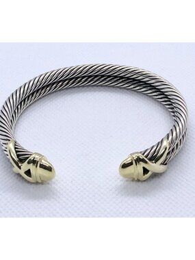 David Yurman Double Cable  Double X Cuff Bracelet 7" 925 585